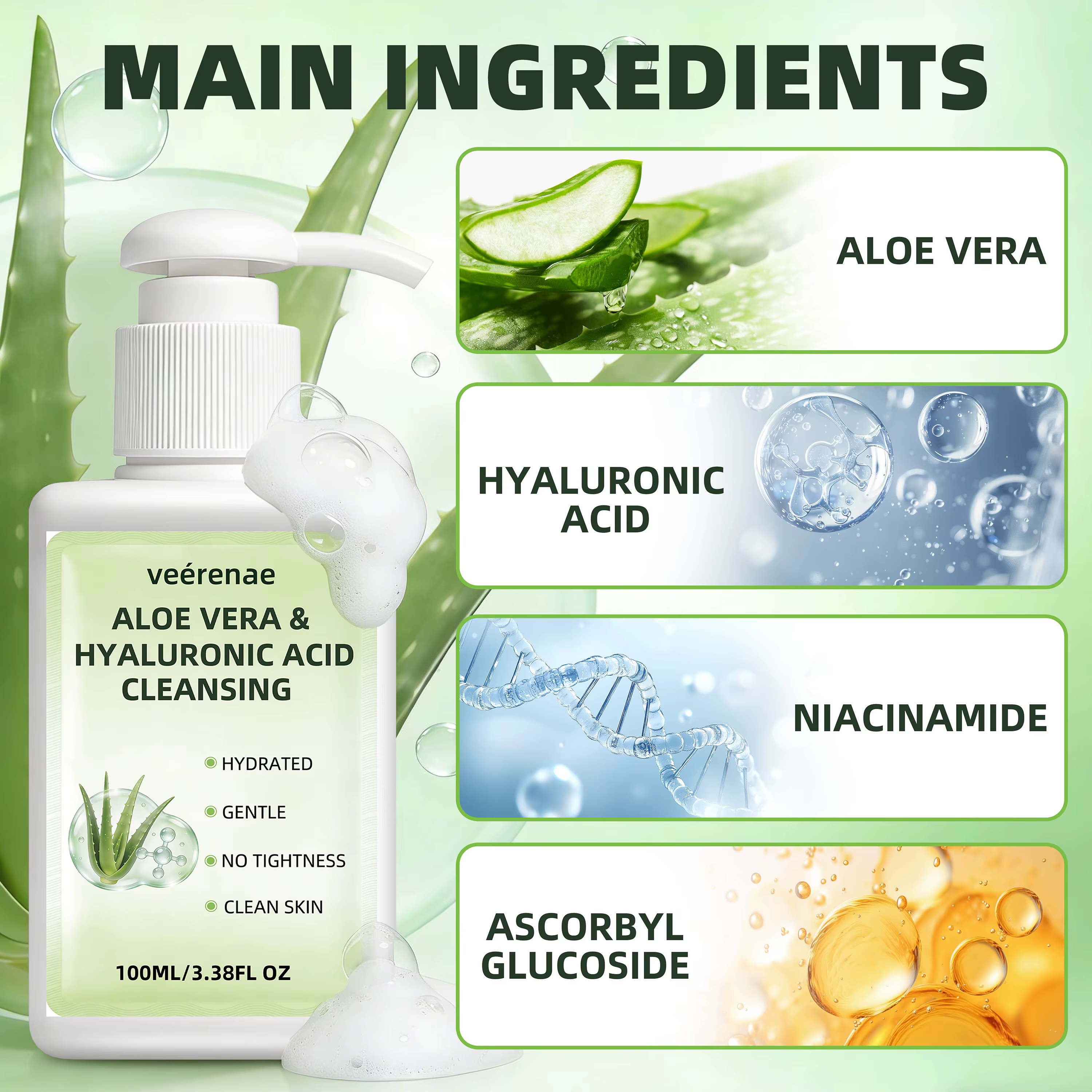 Nettoyant à l'aloe vera et à l'acide hyaluronique