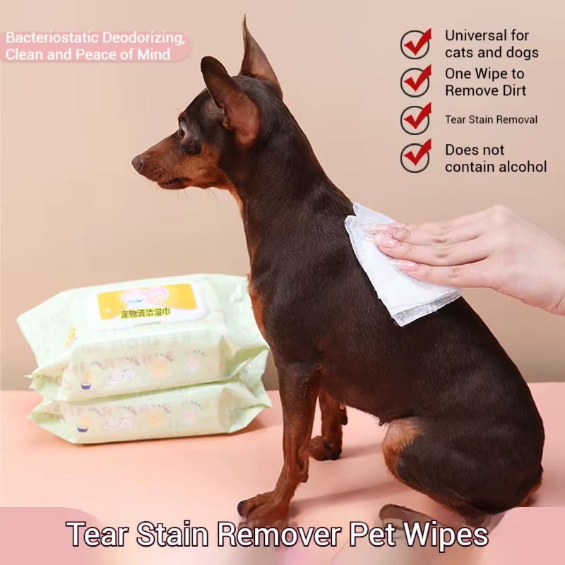3 paquets, 80 lingettes pour animaux de compagnie par paquet, lingettes pour chats et chiens, spécialement conçues pour essuyer les taches de larmes et nettoyer les parties du corps, sans rinçage, dés
