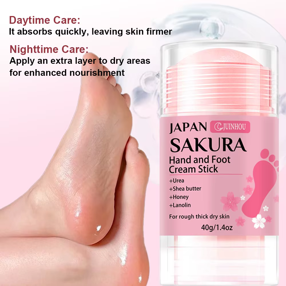 JUINHOU Crème stick mains et pieds à la fleur de cerisier 60% URÉE + 2% ACIDE SALICYLIQUE Hydratation intense