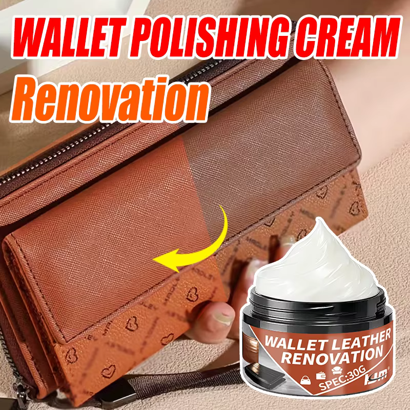 Crème Restauratrice pour Cuir KJM 30g - Portefeuille, Sac, Chaussures, Canapé, Réparation Facile, Brillance Longue Durée, Soin Universel du Cuir