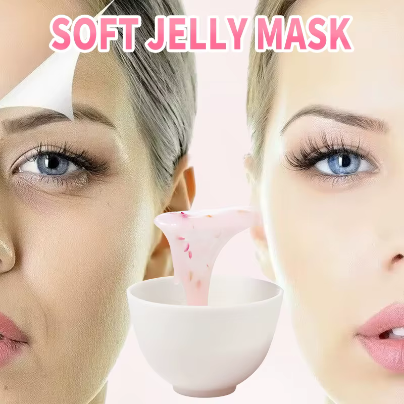 Masque facial en poudre de gelée à l'acide hyaluronique/à la rose/au collagène - Hydratant