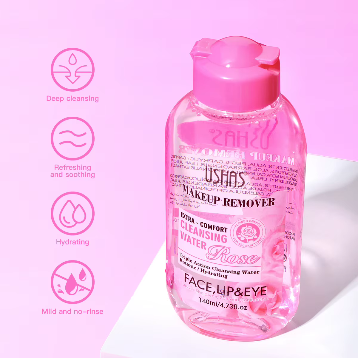 USHAS démaquillant eau de nettoyage hydratant doux apaisant sensible