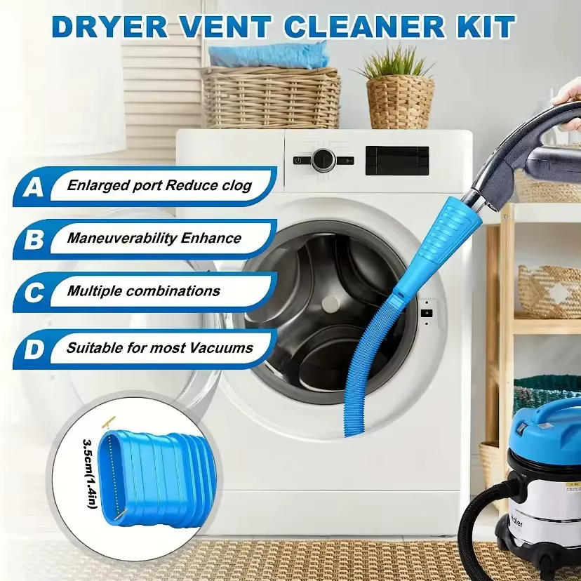 Kit de nettoyage des conduits d'aspirateur, Tuyau d'aspiration pour sécheuse, Dépoussiéreur en coton