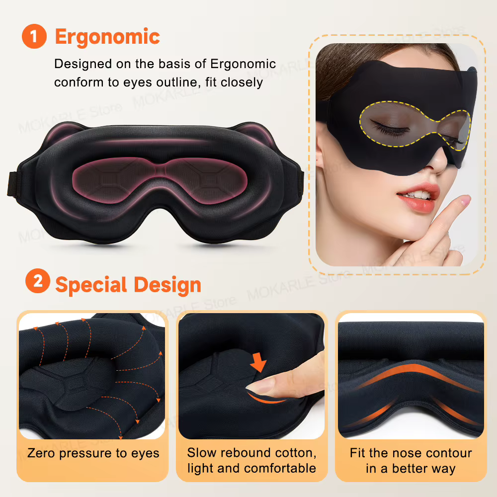 Masque de sommeil 3D bloquant la lumière