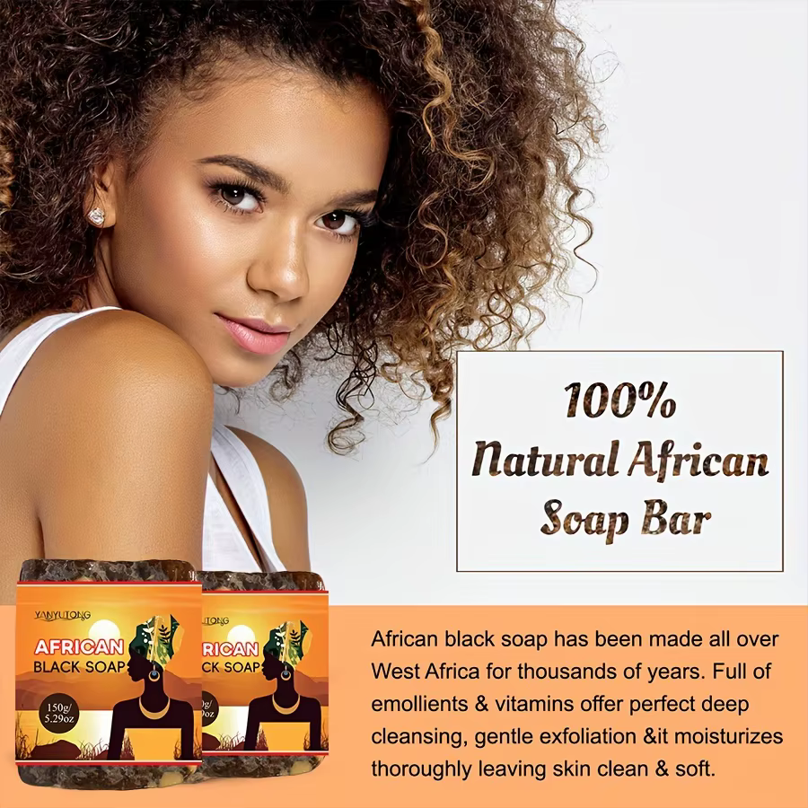 Savon noir africain nettoyage en profondeur exfoliant visage hydratant peau lissant