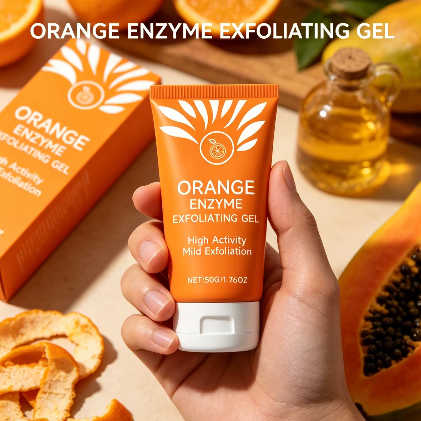 Gel exfoliant orange pour le visage et le corps