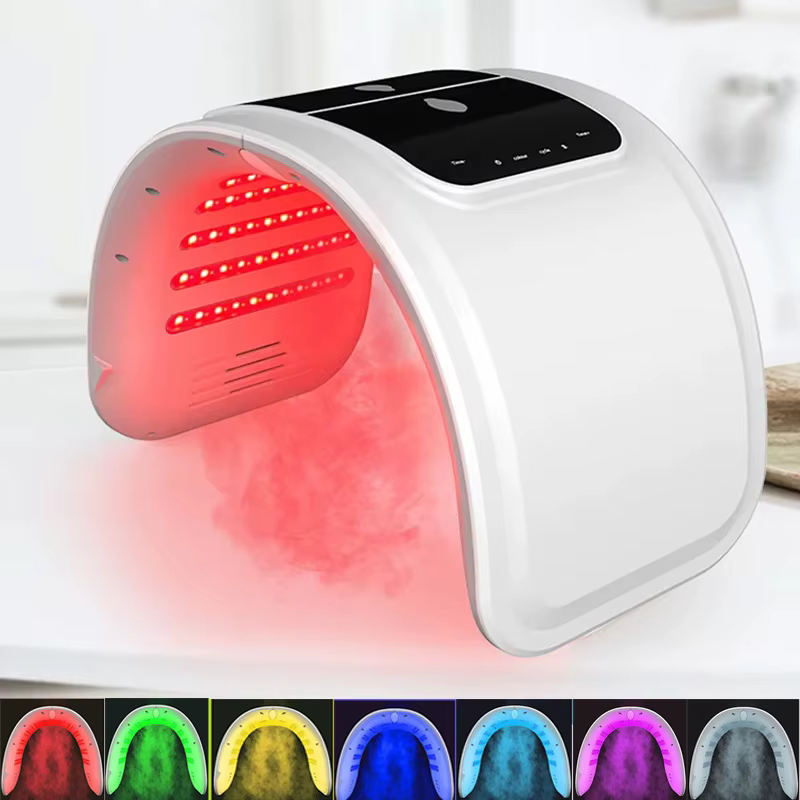 Masque facial LED 7 couleurs PDT, masque facial photothérapie, spray pour rajeunissement de la peau, appareil photonique, thérapie par lumière rouge, éliminateur de taches noires