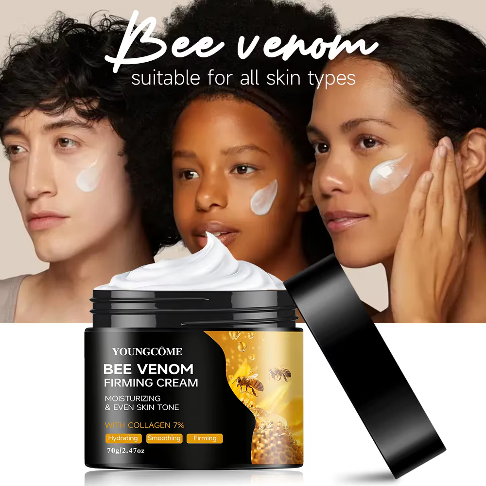 Crème Premium au Venin d'Abeille Visage et Cou – Boost de Collagène, Raffermissante, Liftante, Hydratante Naturelle, Non Grasse, Soin Doux et Amélioré