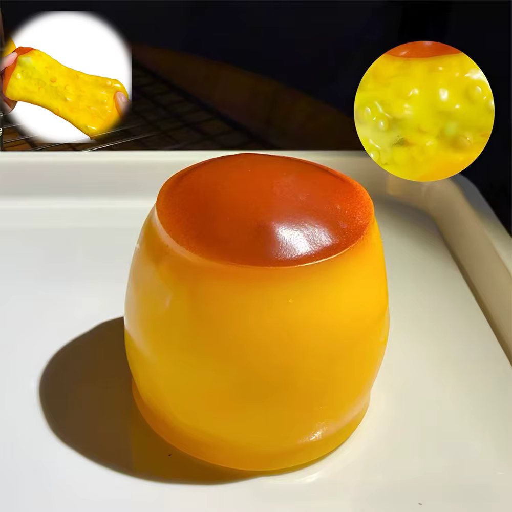 Jouet Squishy Crème Caramel Anti-Stress Sensoriel pour Enfants et Adultes – Cadeau Mignon pour Anniversaire et Fête