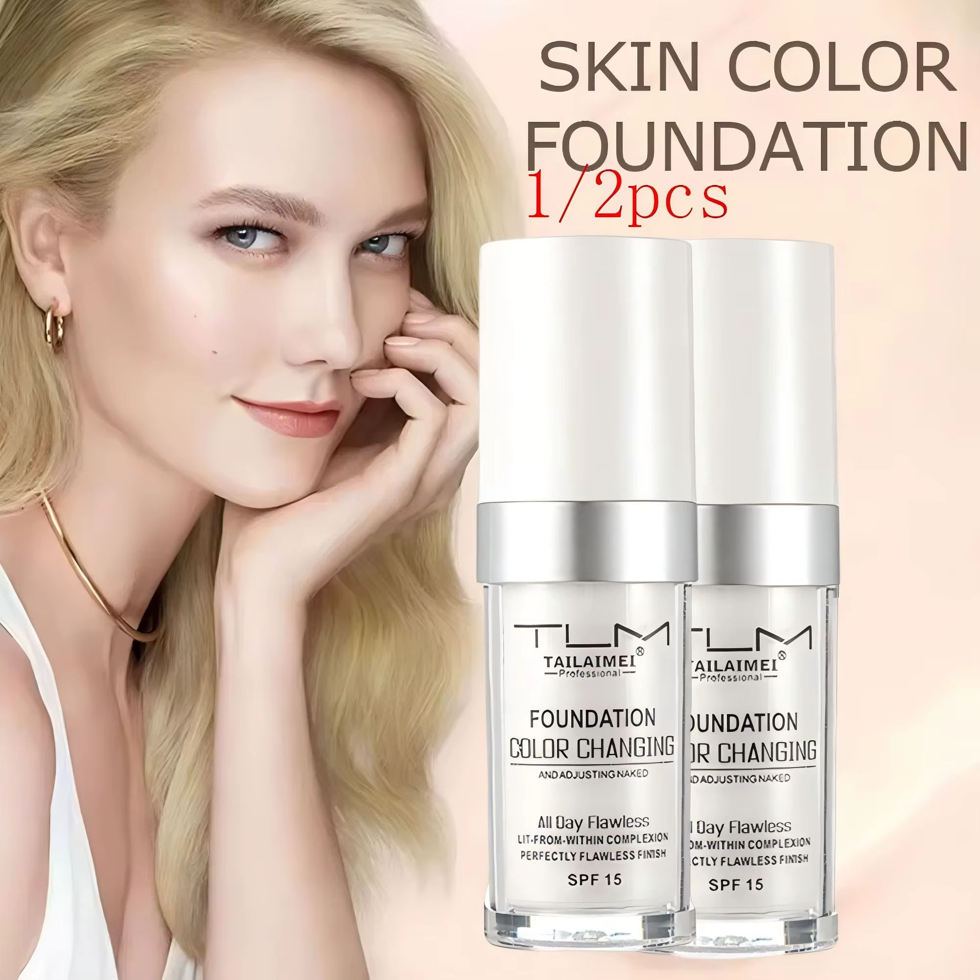 1/2 pièces 30ml teinté hydratant léger fond de teint transparent SPF