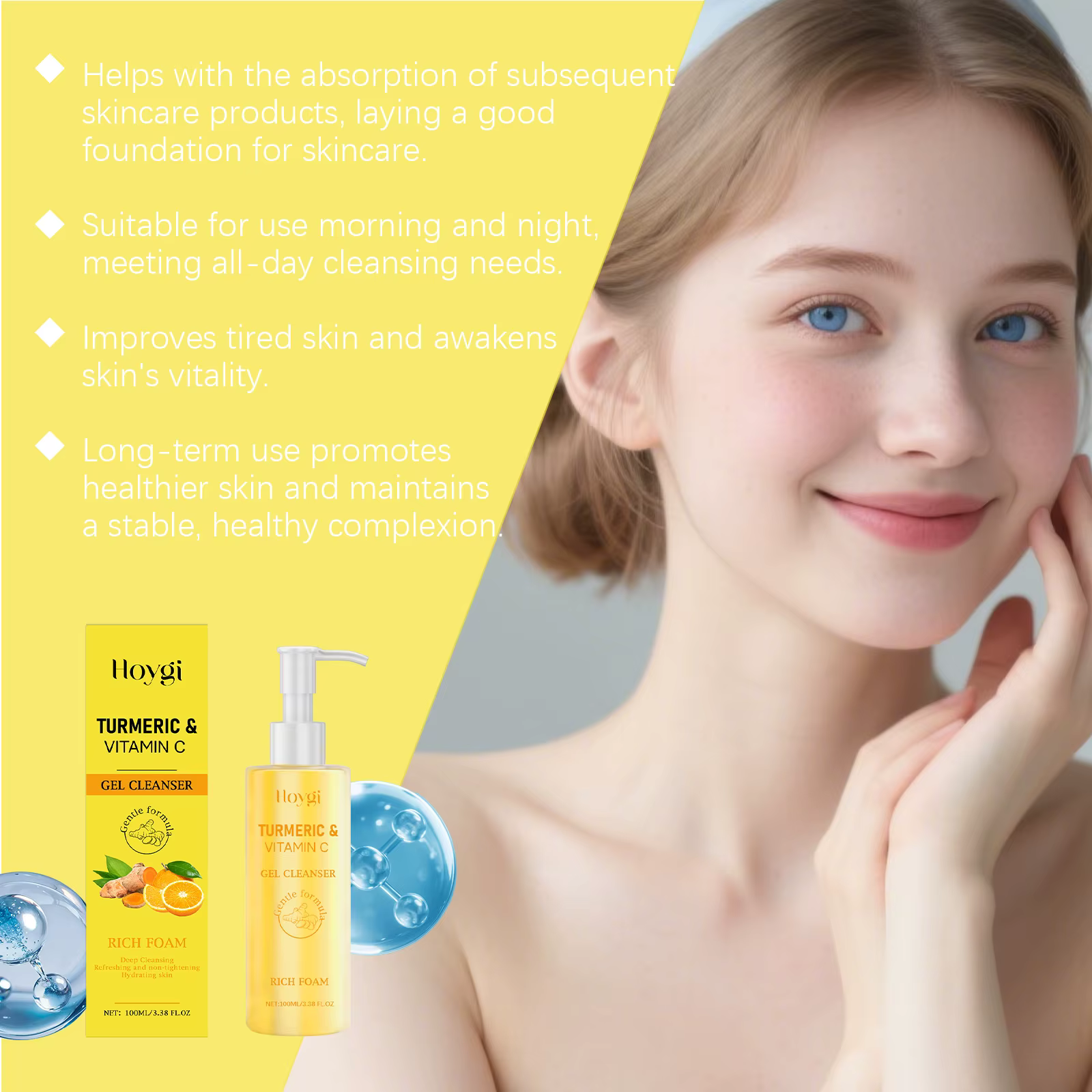 Nettoyant pour le visage au curcuma et à la vitamine C