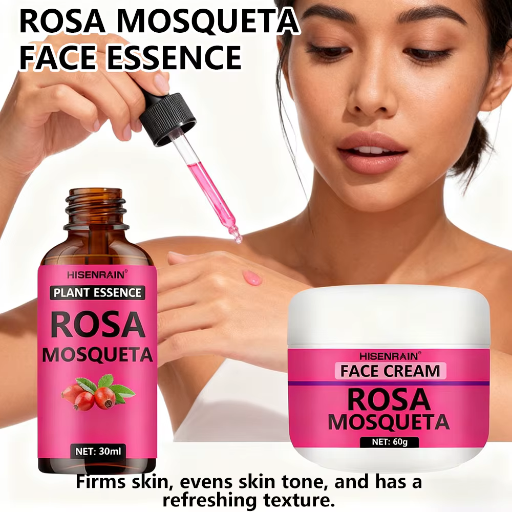 HISENRAIN Ensemble de soins pour la peau à la rose musquée : sérum hydratant et crème hydratante combinée – Kit anti-âge