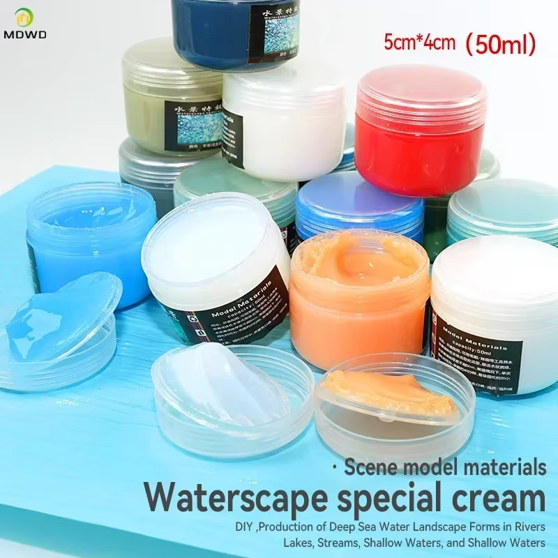 Pâte de paysage aquatique pour modélisation de bricolage, 50ml, rivières, océan, tartes, crème à effet d'eau simulée statique, matériaux de fabrication de scène pour Diorama