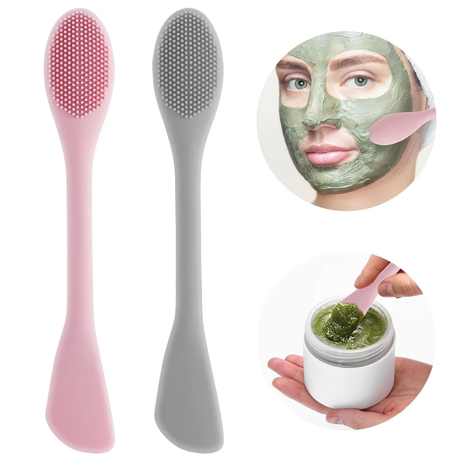 1PC Brosse nettoyante pour le visage en silicone à double tête