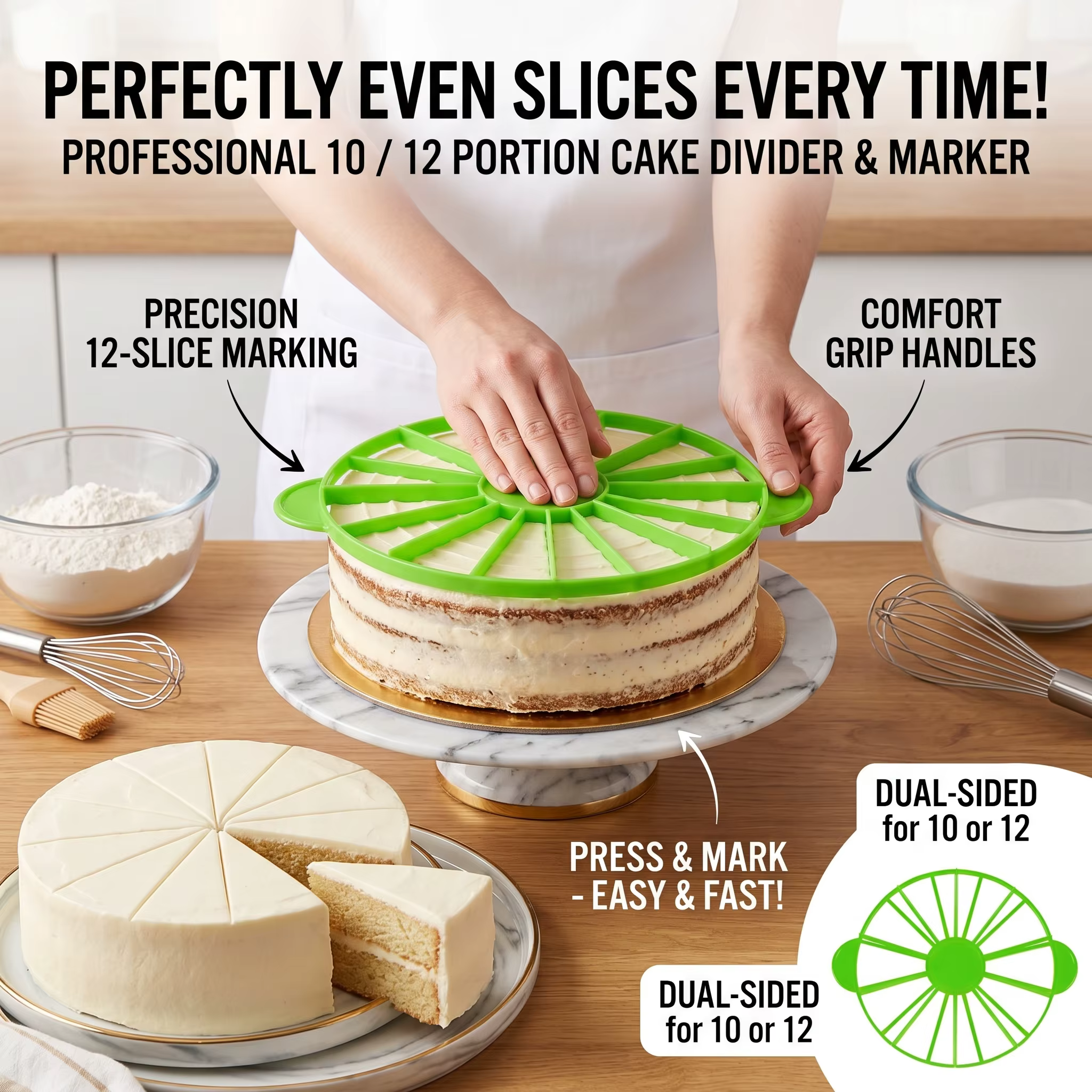 Tranches de gâteau à Portion égale, coupe-pain rond, séparateur de Mousse, marqueur de tranche, cuisson pour ustensiles de cuisine ménagers, 1 pièces