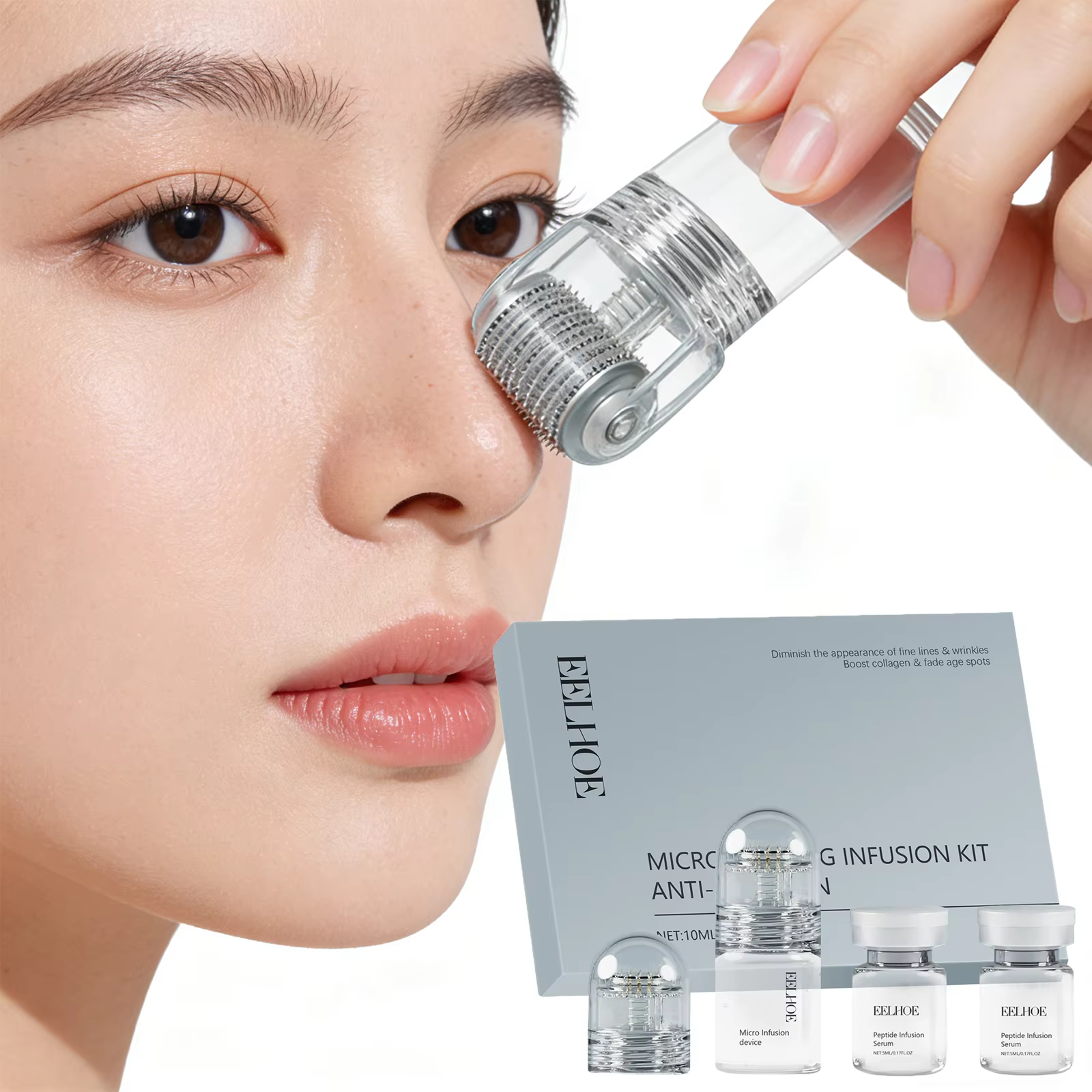 Rouleau à micro-aiguilles 0,25 mm, ensemble de soins d'hiver, hydratant et réparateur, protection de la barrière cutanée, soin spécial hiver, sérum facial