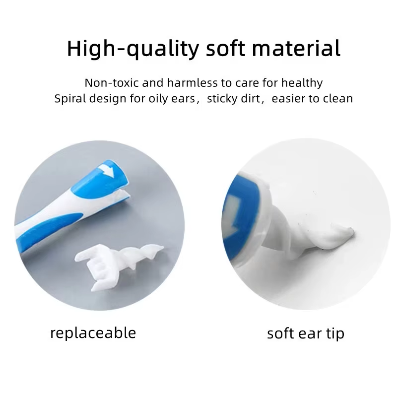 Nettoyeur d'oreilles en spirale, outil de retrait de cérumen avec 16 embouts de rechange en silicone souple, pour une extraction facile du cérumen, soin de nettoyage des oreilles