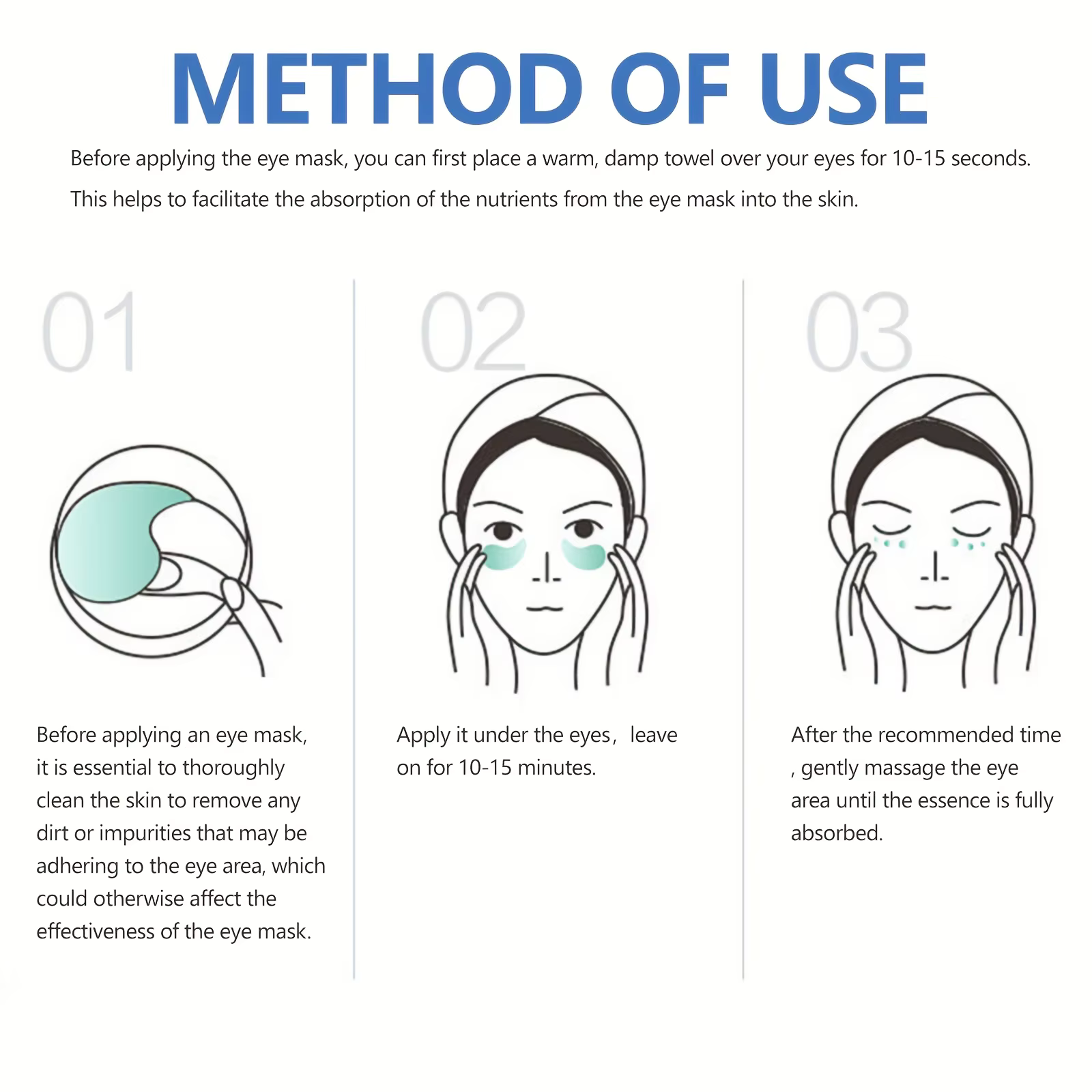 60 pièces/1 boîtes de masque pour les yeux anti-rides à l'acide hyaluronique