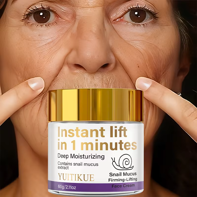 Crème Visage au Mucus d'Escargot YUITIKUE 60g Hydratation Profonde Effet Lifting Instantané en 1 Minute Soin Raffermissant et Liftant pour un Teint Éclatant