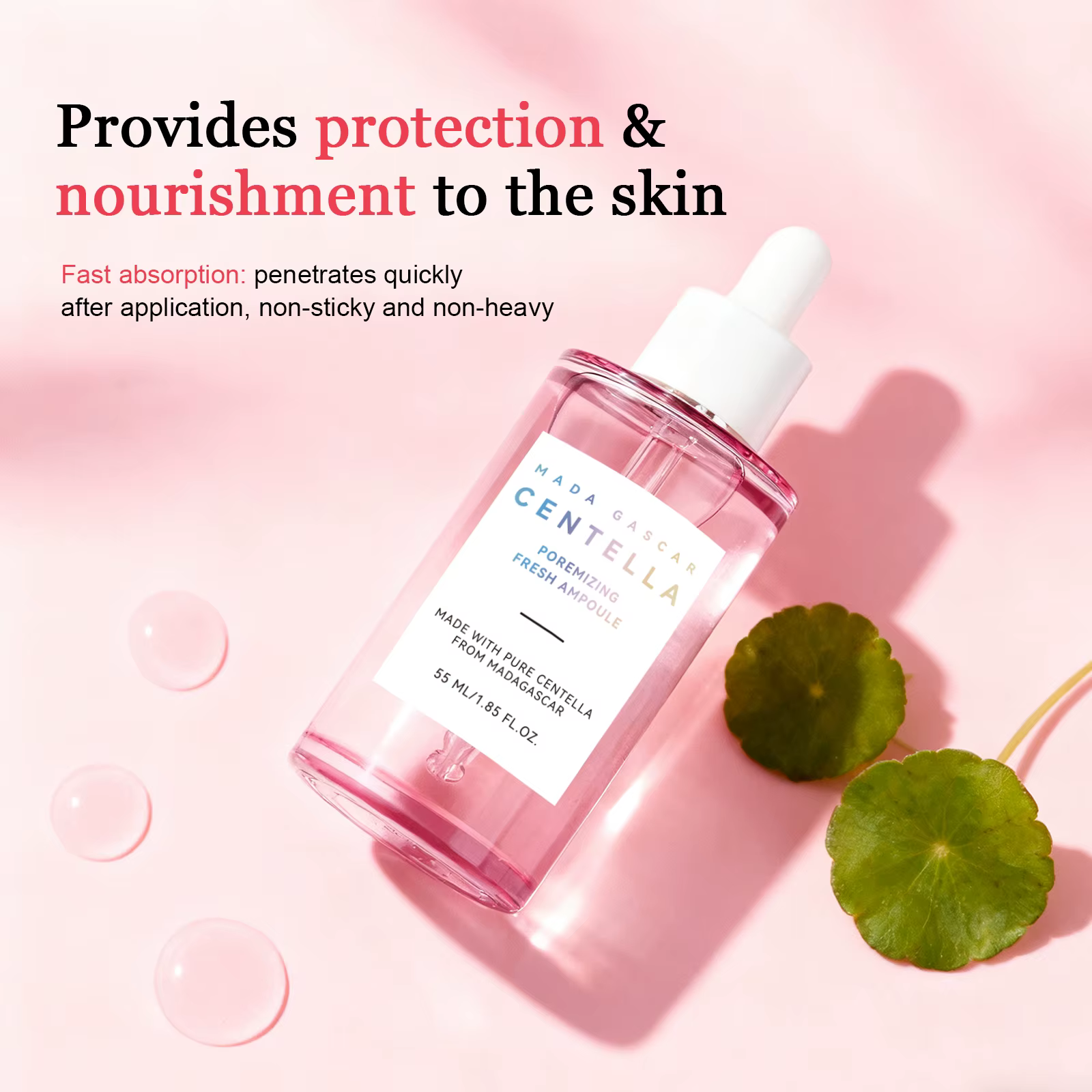 Sérum Éclaircissant à la Centella et au Niacinamide 55ml - Ampoule Hydratante qui Apaise le Teint Inégal et Booste