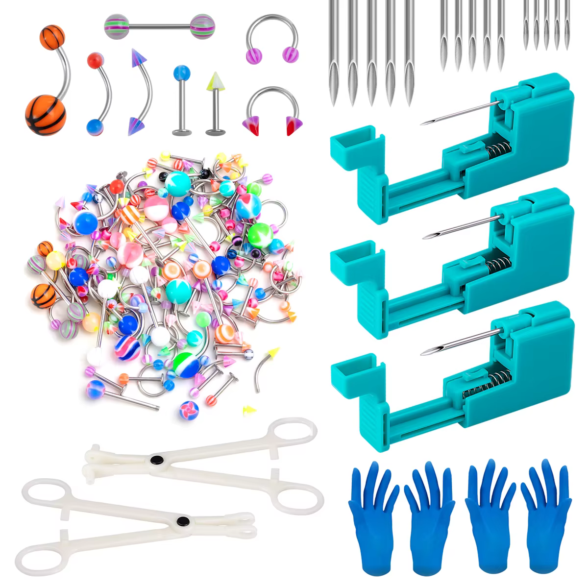 Kit d'outils de perçage corporel pour hommes et femmes, odorde perçage corporel facile à utiliser, bijoux de piercing au nombril, Jules, langue antarctique, cartilage, blogueur d'yeux