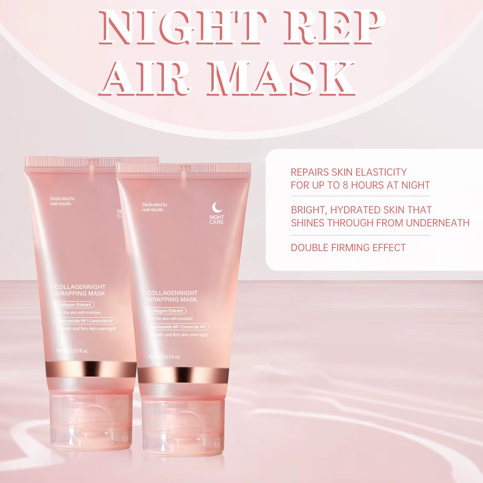 Masque raffermissant au collagène pour la nuit 75ml - Formule tenseur hydratante en profondeur pour une peau lisse
