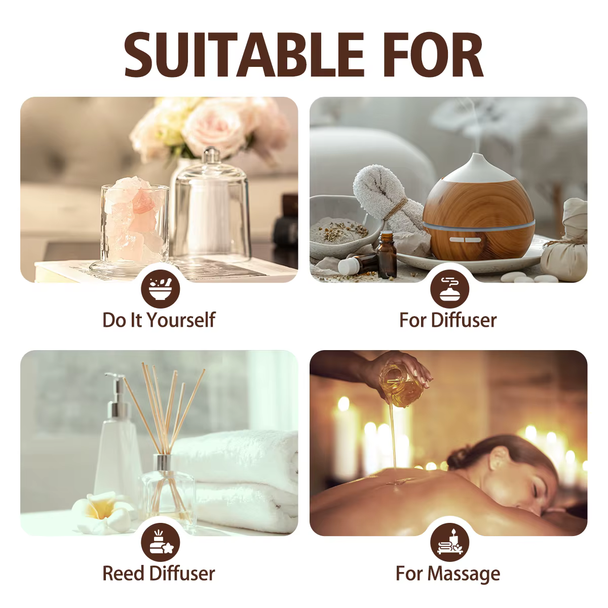 L'huile essentielle d'agar bois a un parfum boisé et convient aux soins du corps et des cheveux.