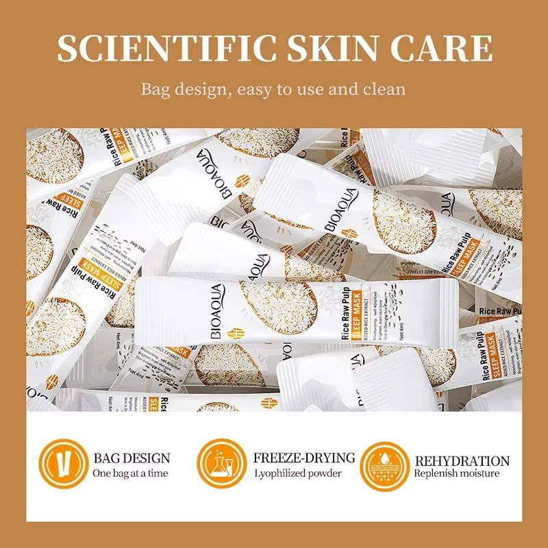 20 pièces/boîte BIOAOUA riz pâte brute sommeil masque Facial hydrater éclaircir blanchissant