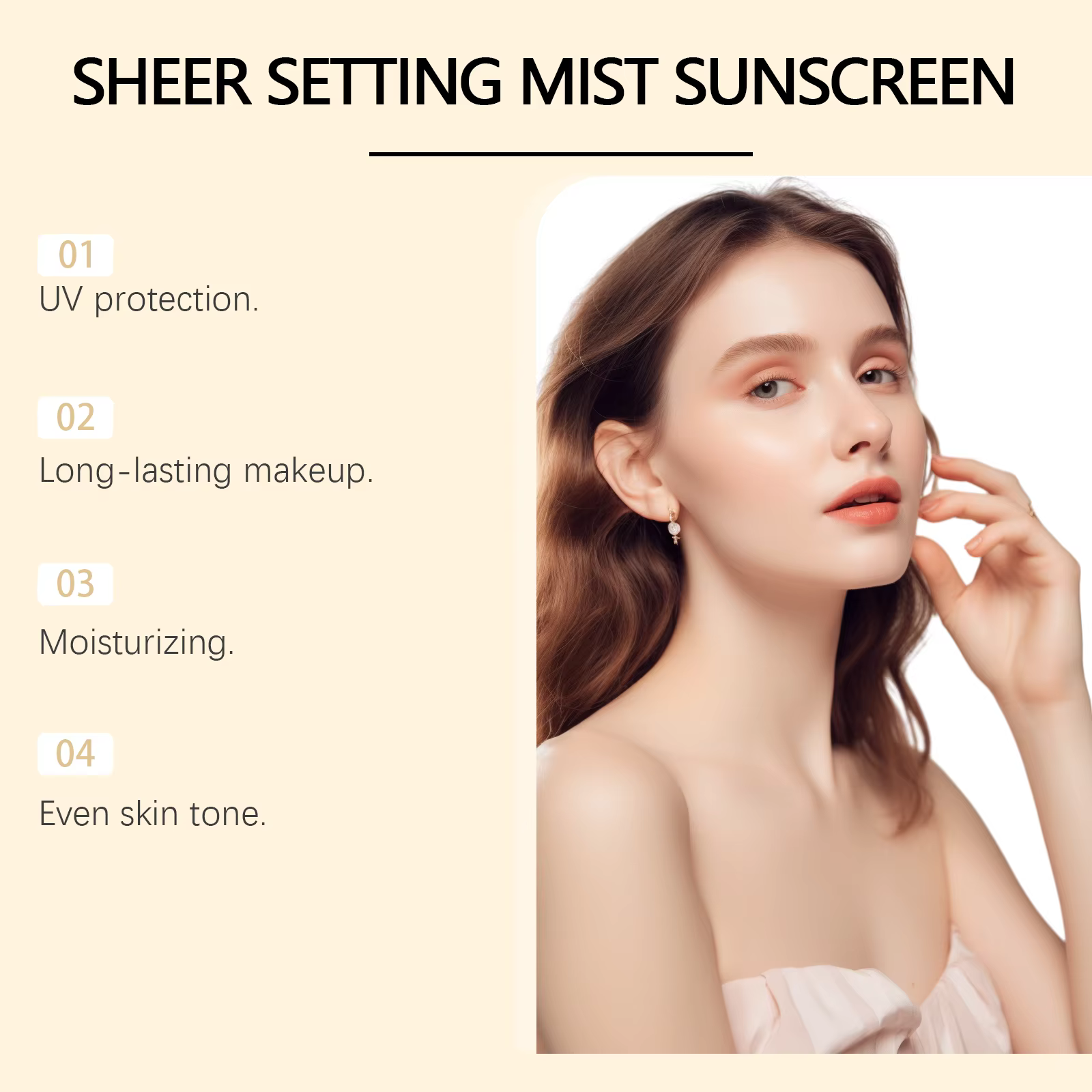 Spray de réglage de maquillage Spf 50 +