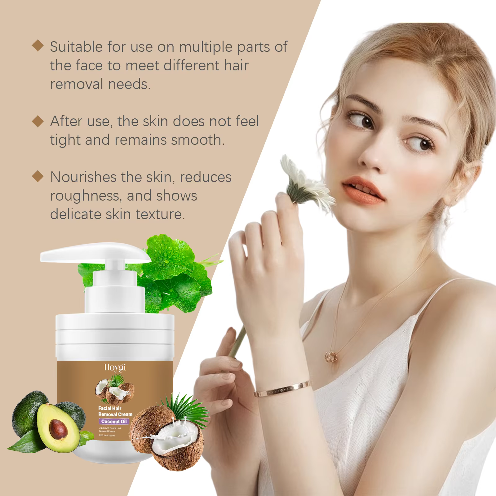 Crème dépilatoire à la noix de coco pour femmes et hommes