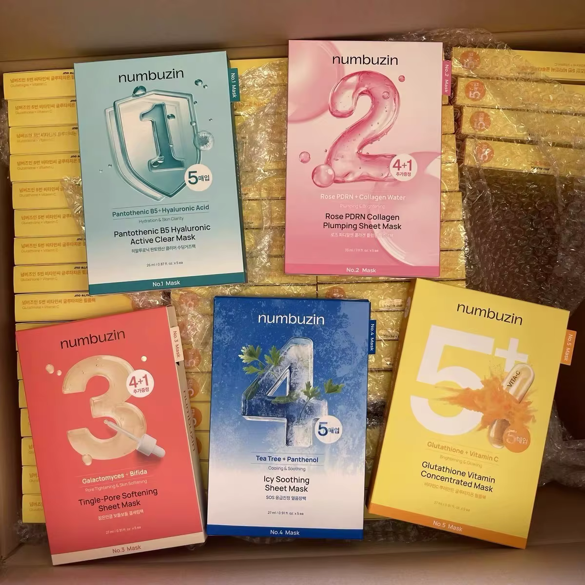 Masque facial série Numbuzin - 5 pièces - Nettoie en profondeur les points noirs et l'excès de sébum