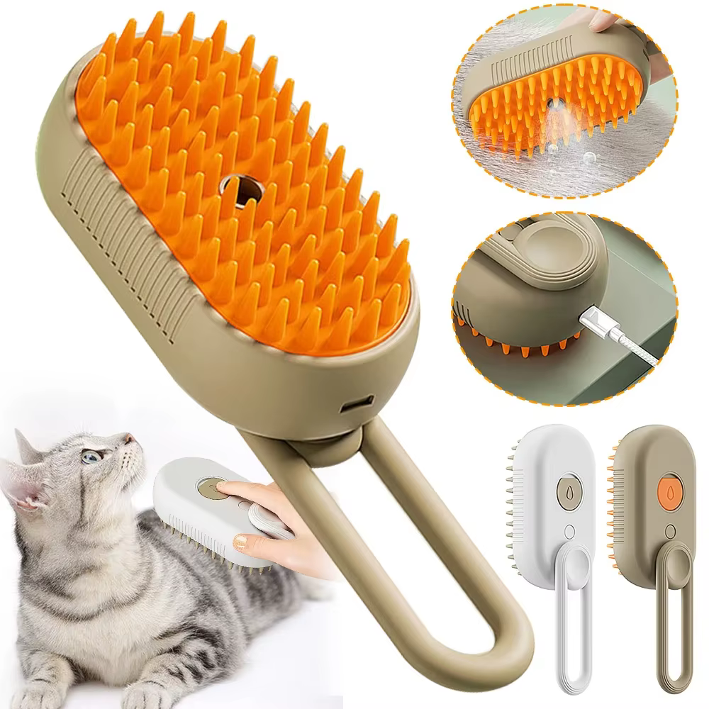 Brosse à poils pour chat, brosse à vapeur pour chat, brosse de nettoyage électrique, gant pour chiens, élimine les poils, accessoires pour chat Vapir