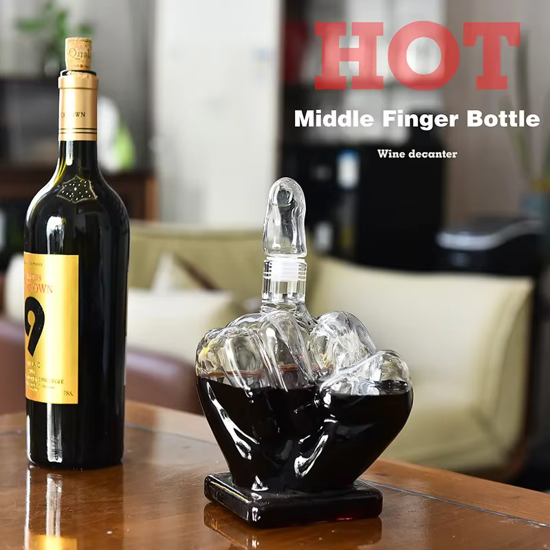 Bouteille de vin en verre à doigt créative, carafe à poing, verre à vin rouge irrégulier, verre à whisky, bouteille en forme de doigt, Shaker à Cocktail