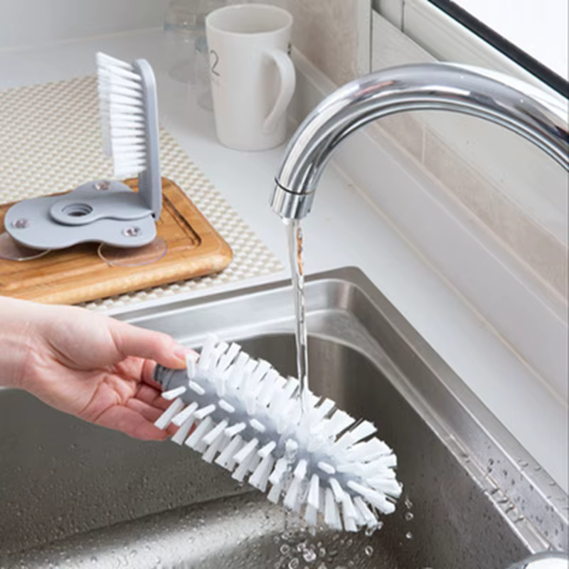 Brosse de nettoyage de bouteille d'eau d'évier, brosse de tasse en verre, nettoyeur de gobelets, forte aspiration, brosse de nettoyage paresseux, tasse de barre en verre, outils de cuisine