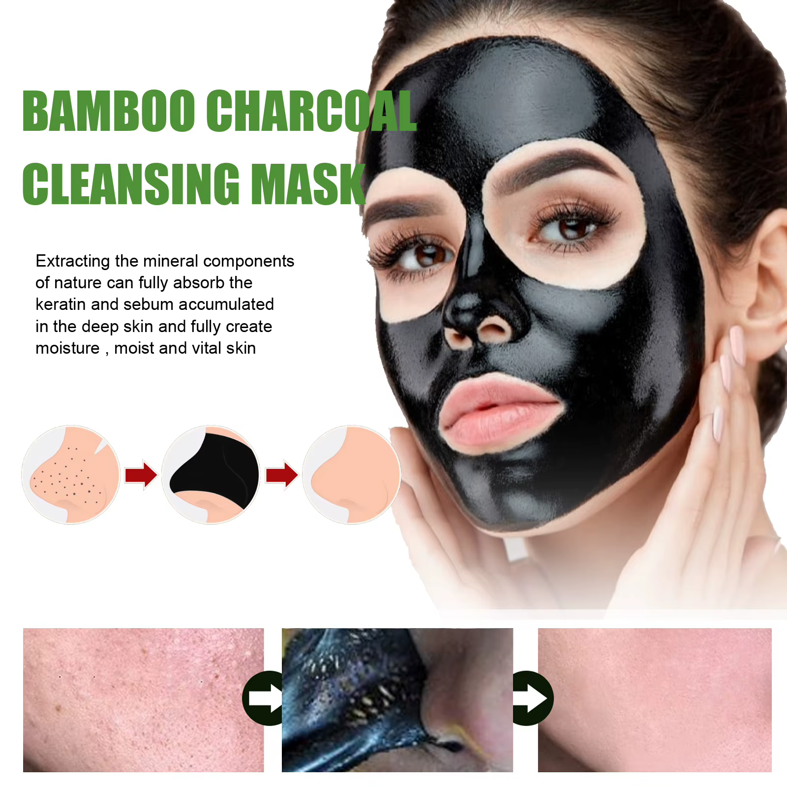 Masque dissolvant de points noirs pour le visage au charbon de bambou