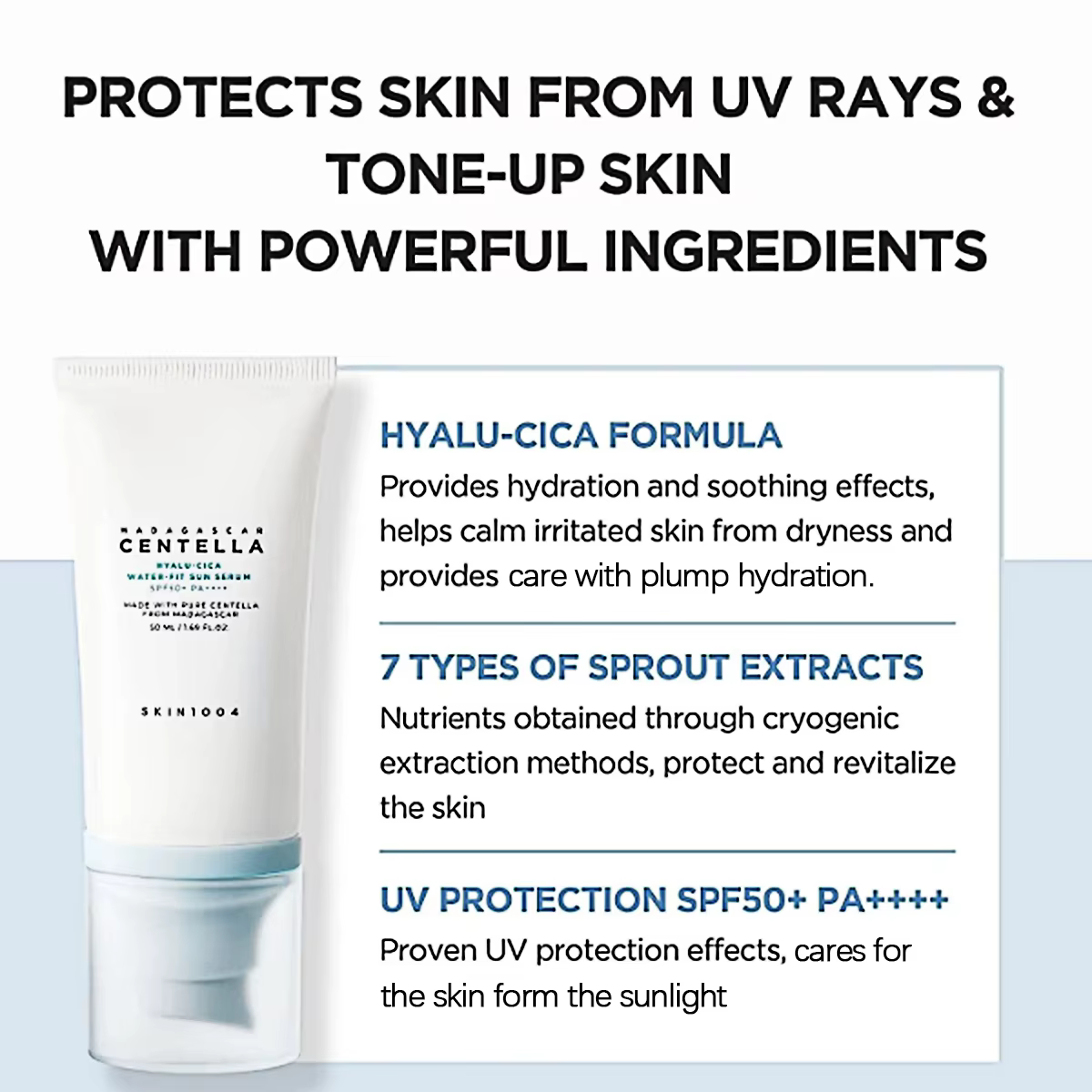 Madagascar Centella Hyalu-Cica sérum solaire imperméable SPF50 + PA +++