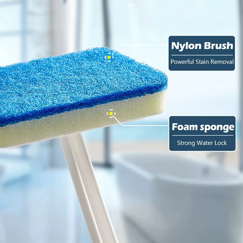 Brosse de nettoyage d'éponge de salle de bain, outil multifonctionnel, brosses de baignoire amovibles à Long manche pour sol domestique, brosse pour carrelage en céramique