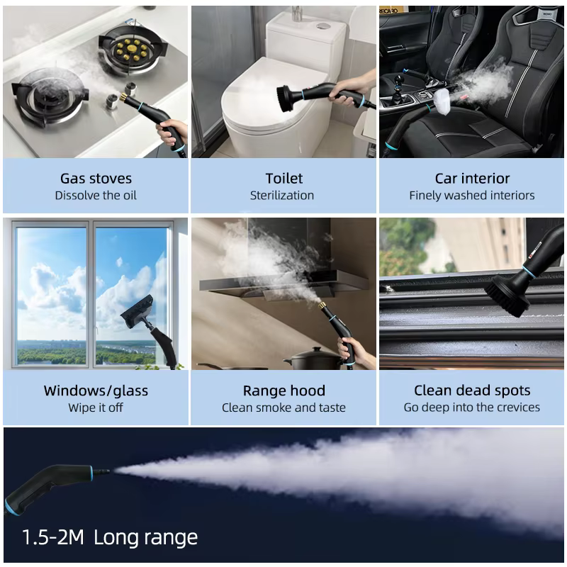Nettoyeurs vapeur portatifs haute température 2500W pour climatiseurs, hottes de cuisine, voitures, sols et plus encore