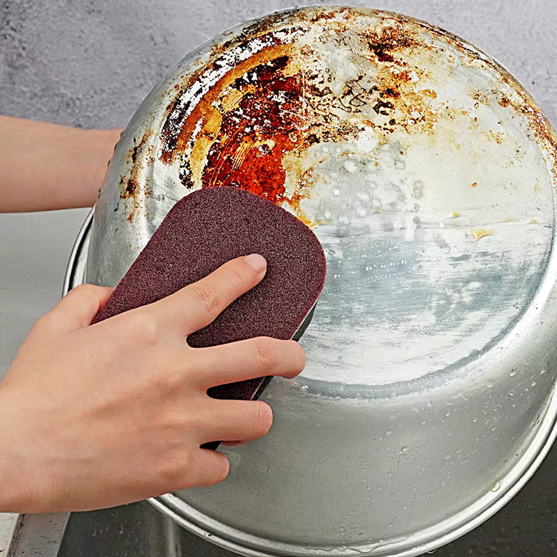 Gomme d'essuie-glace en éponge, 1 pièce, dissolvant de rouille, brosse, nettoyeur de Pot de vaisselle, détartrage émeri, Pots à frotter, Gadgets de nettoyage de cuisine