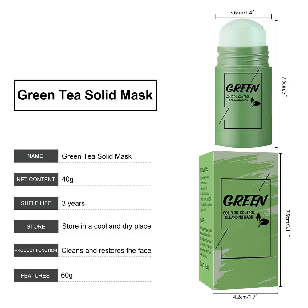 Masque facial solide nettoyant au thé vert
