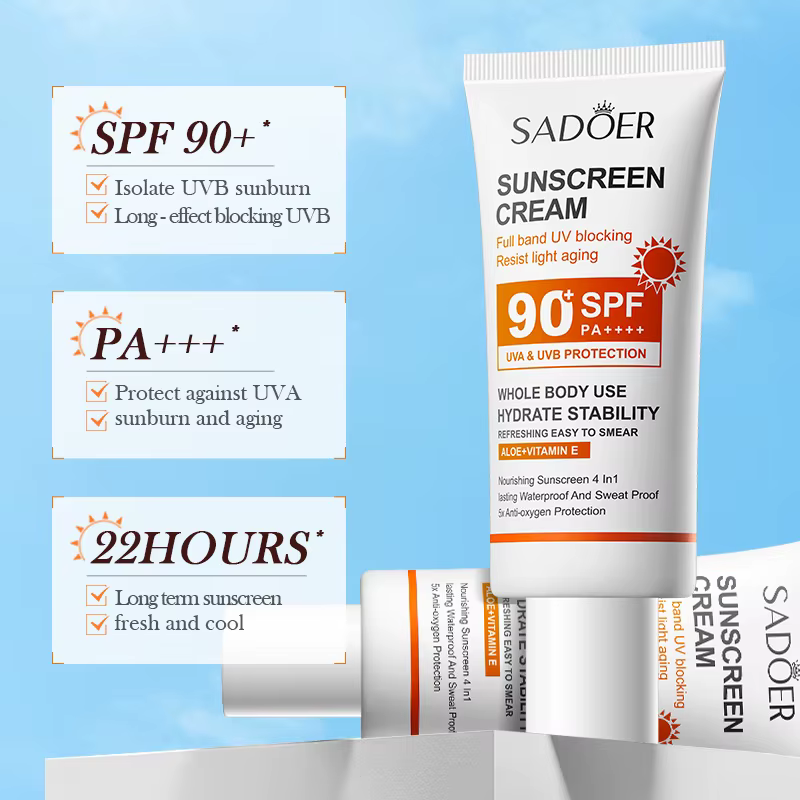 SADOER Spf 90 + crème solaire pour visage corps entier utilisation protecteur