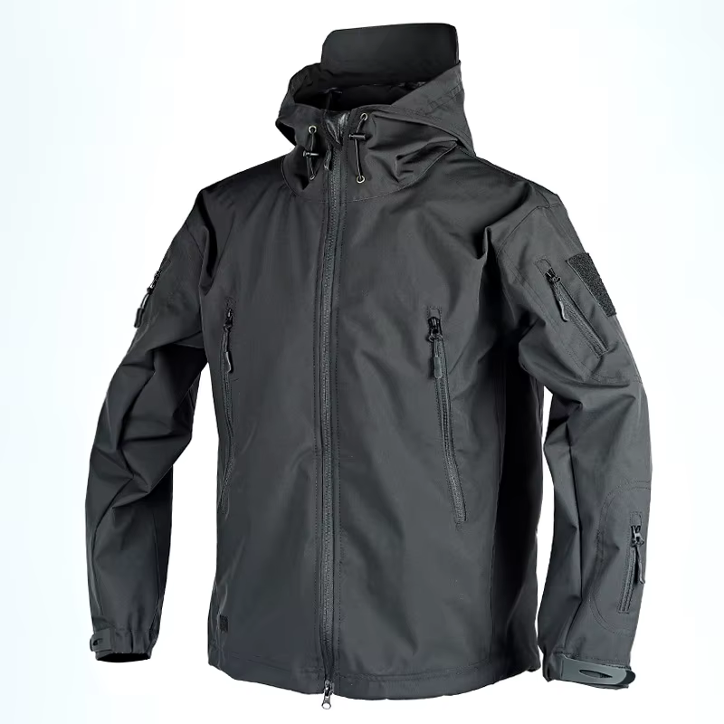 Vestes en peau de requin pour hommes, imperméable, mince, extérieur, bombardier à capuche, coupe-vent, combinaison multi-poches, résistant à l'usure, veste polaire