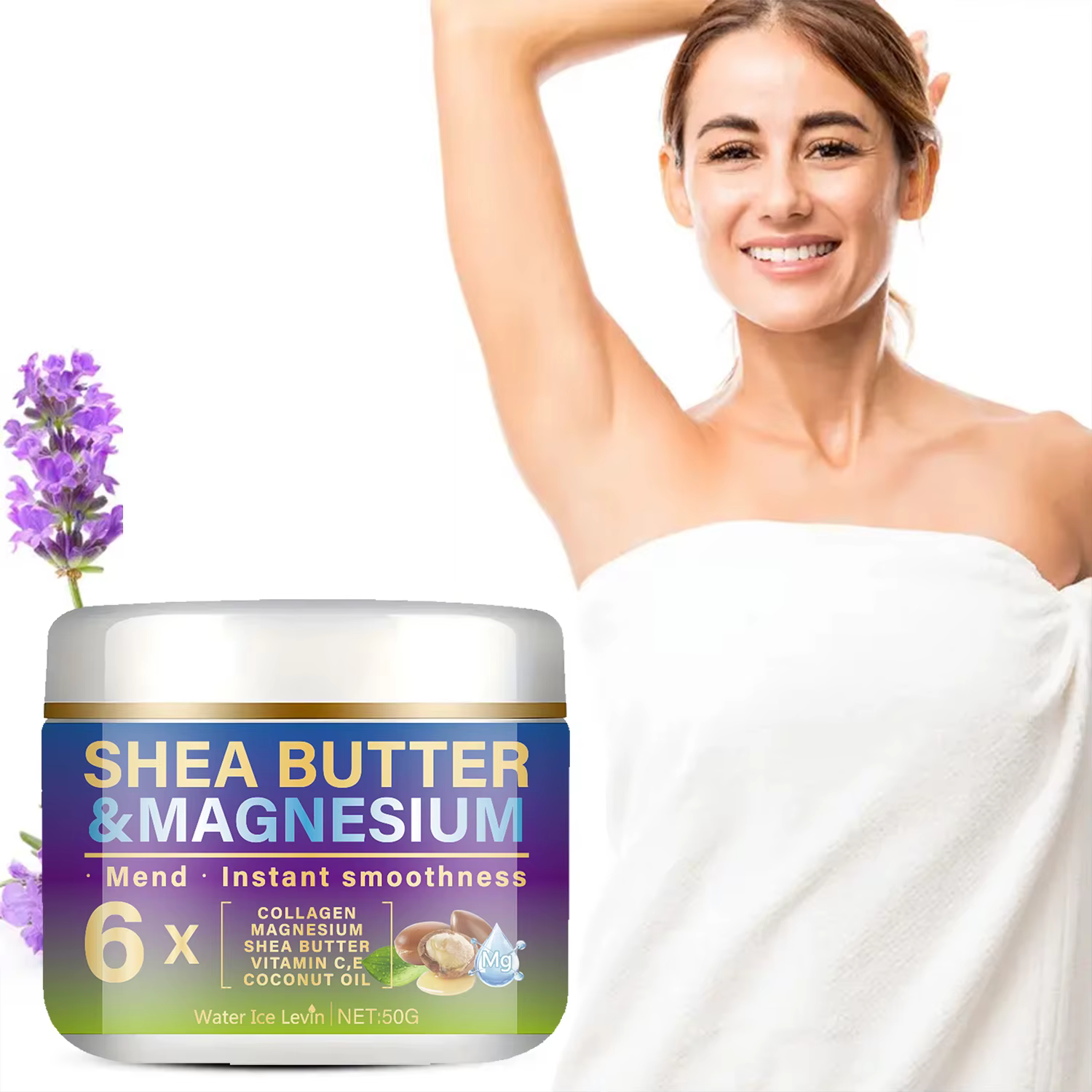 Crème raffermissante au magnésium à l'huile de karité et au collagène – Formule hydratante et éclaircissante pour une