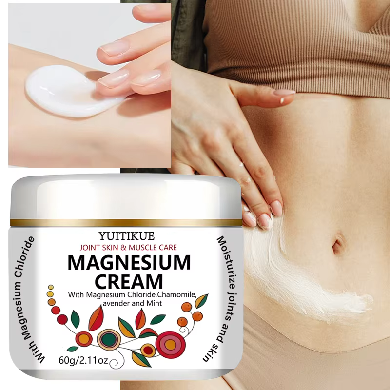 Crème au magnésium Yuitikue, 60g, crème pour les soins des articulations, de la peau et des muscles avec du chlorure de magnésium, de la camomille, de la lavande et de la menthe