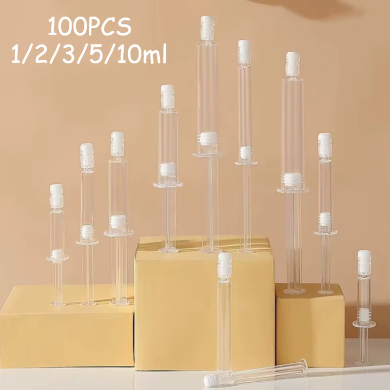 Seringue de sérum poussoir en plastique transparent, 100 pièces, 1/2/3/5/10ml, pour médecine coréenne de soins de la peau, beauté, aiguille légère à l'eau, soins de la peau