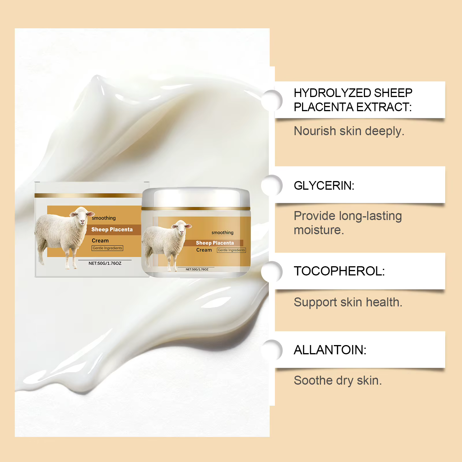 Crème placenta de mouton hydrolysée