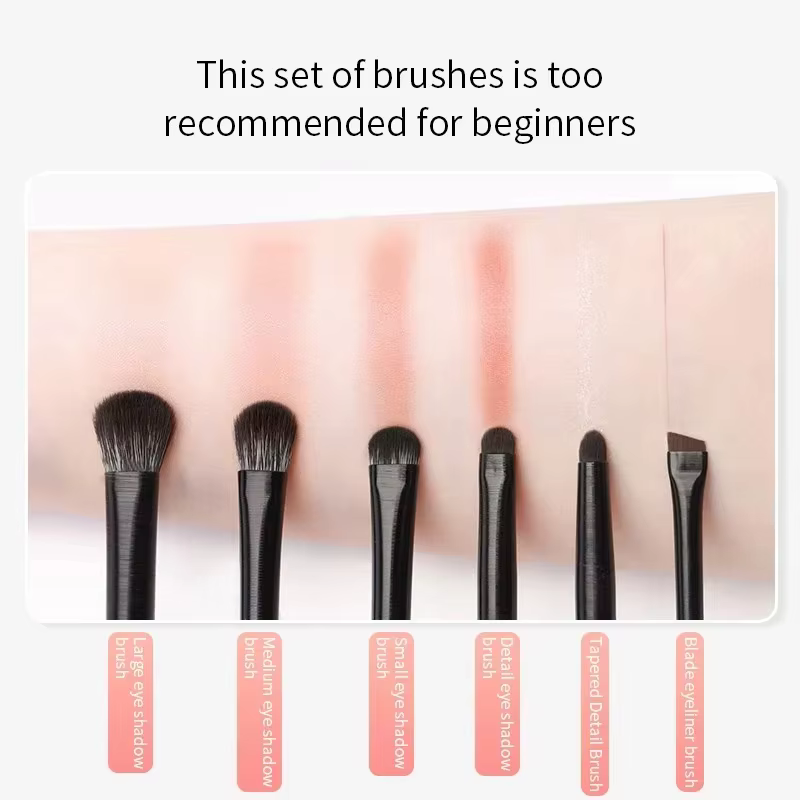 Ensemble de pinceaux de maquillage pour les yeux 6 pièces: pinceau professionnel pour fard à paupières à contour doux