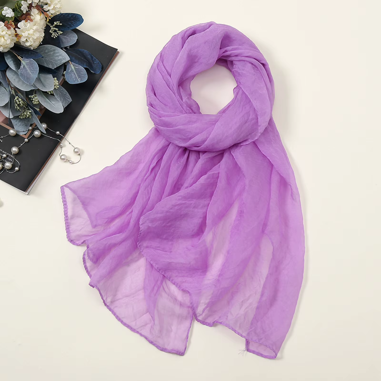 Écharpe en mousseline de soie pour dames, châle, foulards, bandana, respirant, protection solaire, doux, solide, élégant, document, mode, hijabs