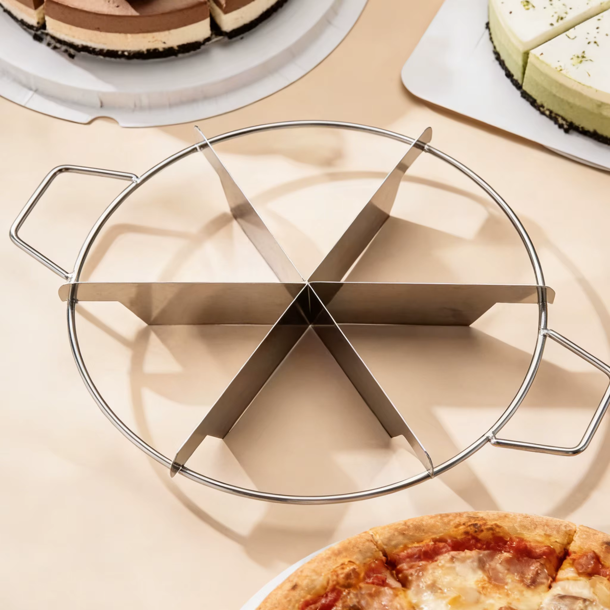 Coupe-gâteau et trancheuse en acier inoxydable, 4 à 10 pièces, trancheuse à pâtisserie, trancheuse à pizza et à tarte, outils de portionnement de cuisine pour une découpe uniforme
