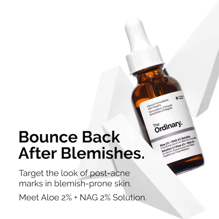 Sérum Solution Aloe 2% + NAG 2% 30 ml pour les marques post-acné améliore la texture de la peau